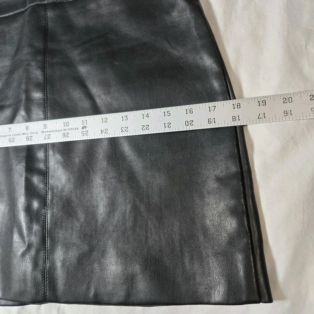 Double Zero Women Black Faux‎ Leather Skirt S